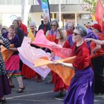 Stt at the National Folk Festival with flags